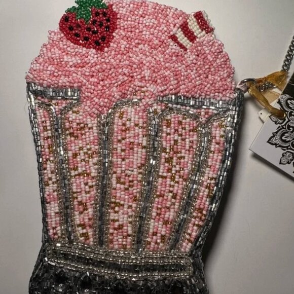 From India to You Strawberry Shake Ice Cream Soda Beaded Handbag Tik Tok Viral - Picture 2 of 4